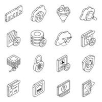 Pack of Network and Technology Flat icon vector