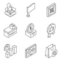 Set of Logistic and Cargo Linear Icons vector