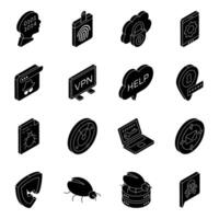 Pack of Internet Security Solid Icon vector