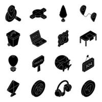 Pack of Summer and Camping Solid Icon vector