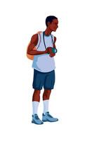An illustration of a man with a backpack vector