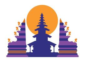 A temple with a sun in the background vector
