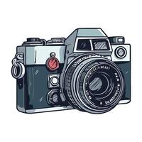 An old camera with a red light on it vector