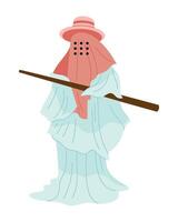 A cartoon character with a hat and a stick vector