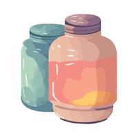 Two jars with different colors on them vector
