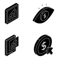 Pack of Data Analytics Solid Icon vector