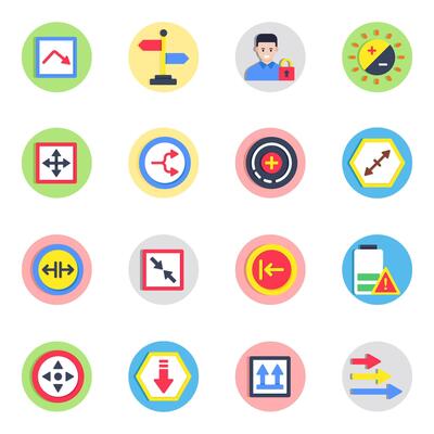 Set of Pointing Arrows Flat Icons