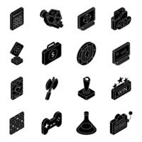 Set of Computer Instruments Flat Icons vector