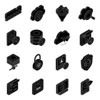 Pack of Network and Technology Solid icon vector