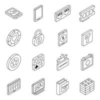 Set of Computer Equipment Flat Icons vector