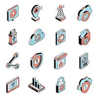 Pack of Device and Network Flat Icon vector