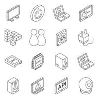 Set of Computer Accessories Flat Icons vector