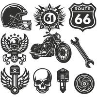 A collection of motorcycle emblems and symbols vector