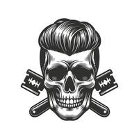A skull with mohawk and two knives vector