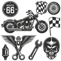 Black and white motorcycle emblems illustration vector