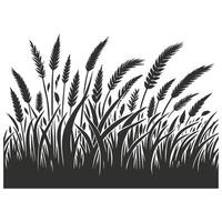 Silhouette of wheat field with grass and leaves illustration vector