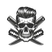 Skull with mohawk and two knives vector
