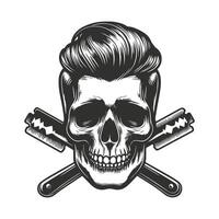 a skull with mohawk and two razors vector