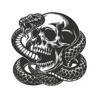 Snake entwined with skull template vector