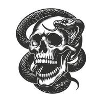A skull with a snake vector