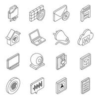 Pack of Device Linear Icon vector