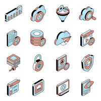 Pack of Network and Technology Flat icon vector