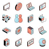 Set of Computer Accessories Flat Icons vector