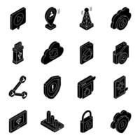 Pack of Device and Network Solid Icon vector
