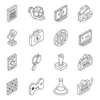 Set of Computer Instruments Flat Icons vector