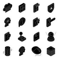 Pack of Network Solid Icon vector