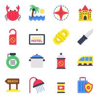 Set of Travel and Fun Flat Icons vector