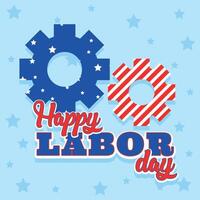 Labor Day graphic with gears and patriotic theme vector