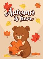 Charming Bear with Leaf in Autumn Vibes Final vector