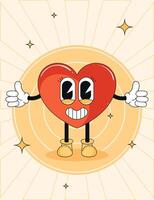 Smiling heart cartoon character with outstretched arms vector