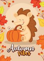 Charming Hedgehog with Pumpkin in Autumn Vibes Final vector