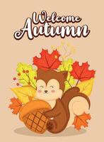 Charming squirrel with Acorn in Autumn Vibes Final vector