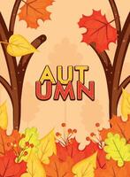 Colorful Autumn Scene with Falling Leaves, vector