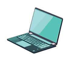 A laptop computer with a green screen on it vector