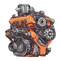 An orange and gray engine with a large engine on it vector