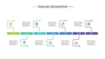 Timeline with 7 elements, infographic template for web, business, presentations, illustration vector