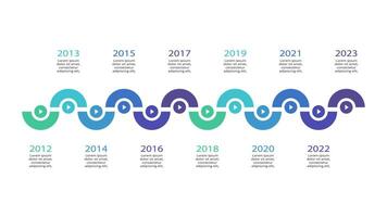 Timeline with 12 elements, infographic template for web, business, presentations, illustration vector