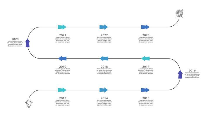 Timeline with 11 elements, infographic template for web, business, presentations, illustration
