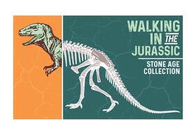 Illustration of dinosaur and fossil composition. Art with lettering. Design for printing on t-shirts, posters, etc. vector