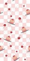 Pattern illustration with checkered background and randomly scattered pieces of pie. vector