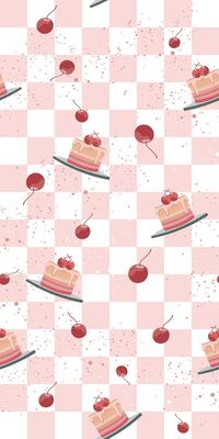 Pattern illustration with checkered background and randomly scattered pieces of pie.
