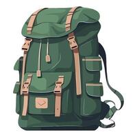A green backpack with straps and straps vector