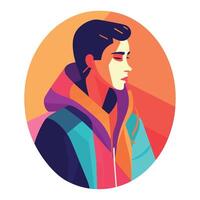 A man in a colorful jacket is shown in an illustration vector