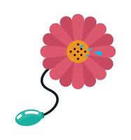 A pink flower with a blue cord attached to it vector