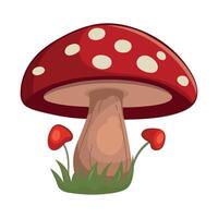 A cartoon mushroom with red spots on it vector