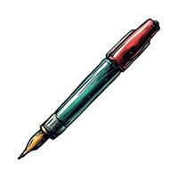 A pen with a red cap and green tip vector